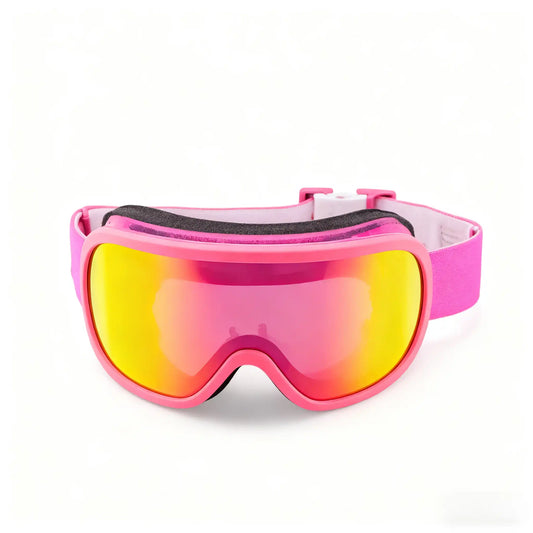 Pink Double-Layer Magnetic Ski Goggles