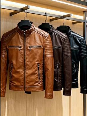 Men's Solid Pocket Zipper Faux Leather Jacket – Casual Outerwear for Fall & Winter