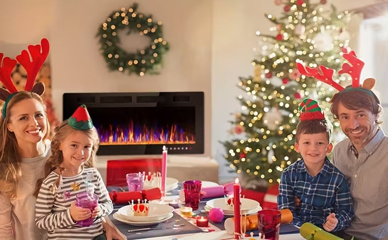 Slimline Electric Fireplace, Wall or Table, Realistic Flame, 120V US