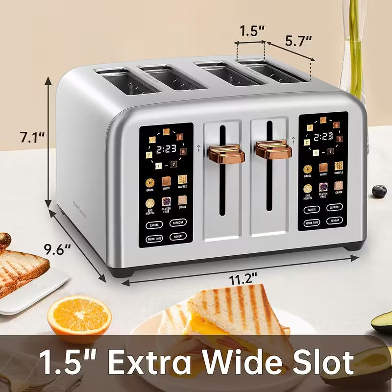 4-Slice Digital Toaster with Dual Touchscreen, 7 Browning Settings