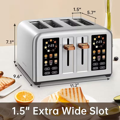 4-Slice Digital Toaster with Dual Touchscreen, 7 Browning Settings