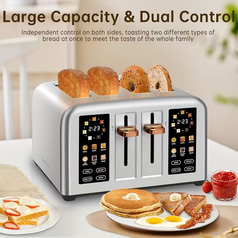 4-Slice Digital Toaster with Dual Touchscreen, 7 Browning Settings