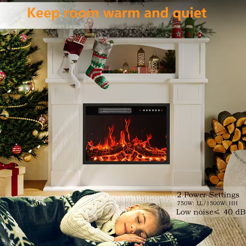 60-inch Farmhouse TV Stand with Fireplace, Adjustable LED Flames & Storage Shelves"