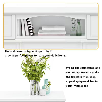 60-inch Farmhouse TV Stand with Fireplace, Adjustable LED Flames & Storage Shelves"