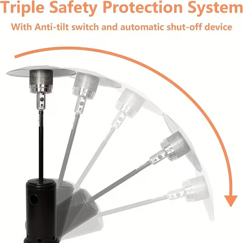 87" LP Gas Patio Heater with Wheels, Outdoor Freestanding Propane Heater