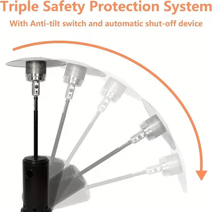 87" LP Gas Patio Heater with Wheels, Outdoor Freestanding Propane Heater