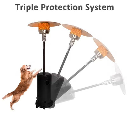 87" LP Gas Patio Heater with Wheels, Outdoor Freestanding Propane Heater