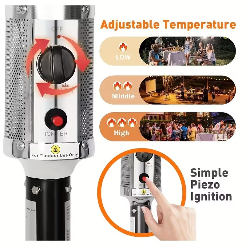 87" LP Gas Patio Heater with Wheels, Outdoor Freestanding Propane Heater