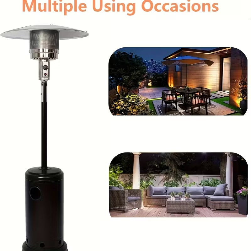 87" LP Gas Patio Heater with Wheels, Outdoor Freestanding Propane Heater