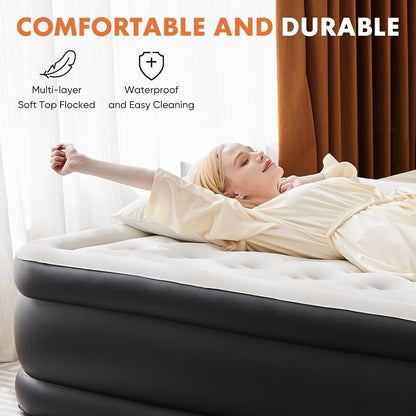Crystals Inflatable High Raised Double Air Bed Mattress with Built-in Electric Pump - Available in 3 Sizes