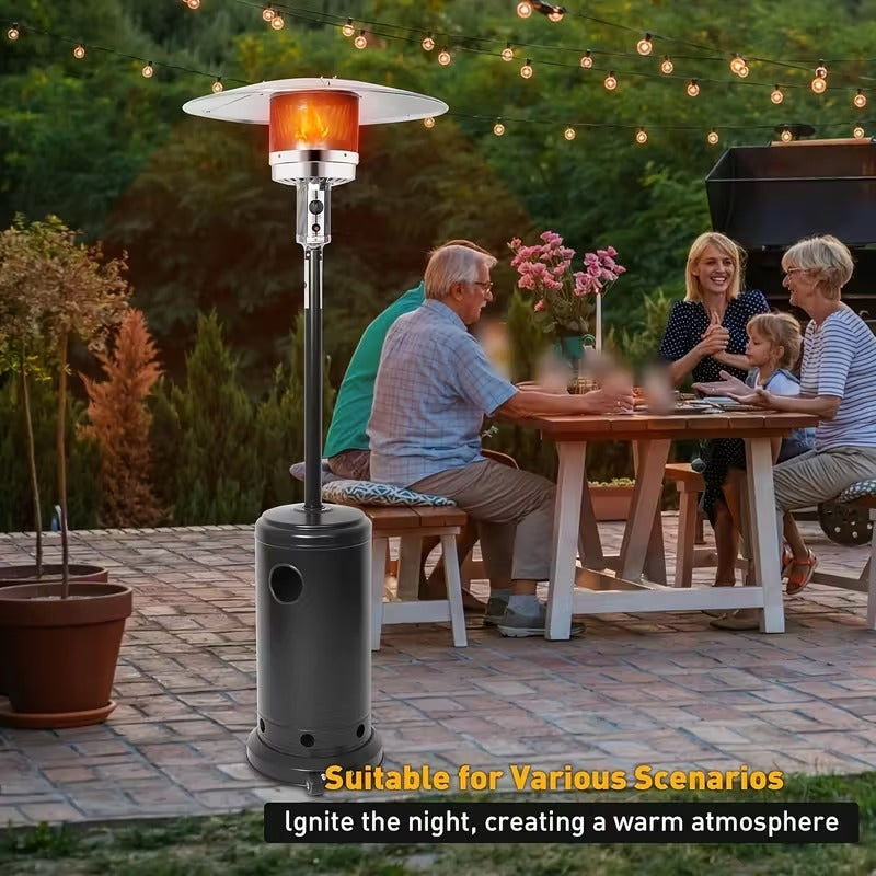 87" LP Gas Patio Heater with Wheels, Outdoor Freestanding Propane Heater