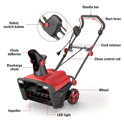 9.5" Electric Snow Thrower, 15 AMP, Dual LED, 180° Chute Rotation