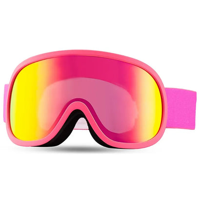 Pink Double-Layer Magnetic Ski Goggles