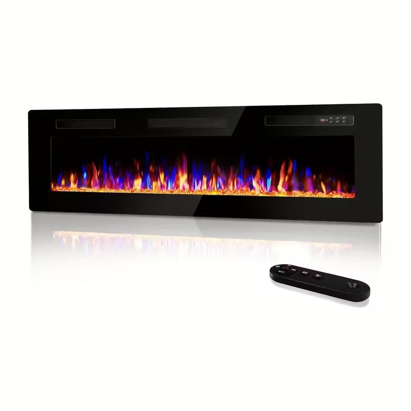 Slimline Electric Fireplace, Wall or Table, Realistic Flame, 120V US