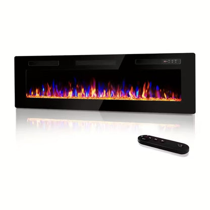 Slimline Electric Fireplace, Wall or Table, Realistic Flame, 120V US