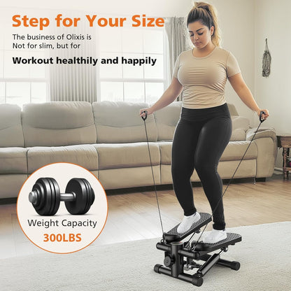 Mini Stair Steppers – Home Exercise Step Machine with Adjustable-Length Resistance Bands, LCD Monitor & Twist Action for Full Body Cardio and Toning