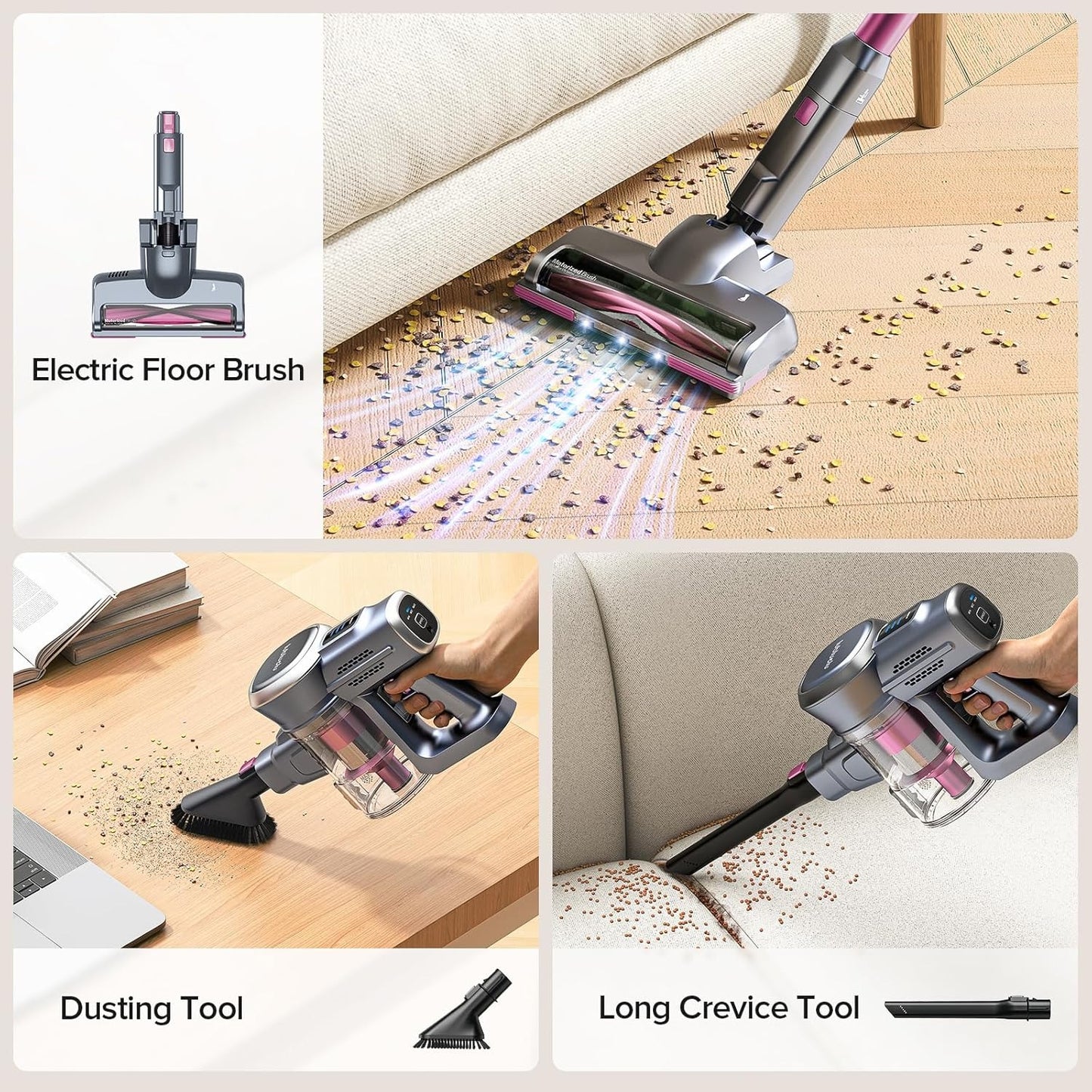 202 Cordless Vacuum Cleaner – Powerful 25KPa Suction &amp; 50-Minute Runtime