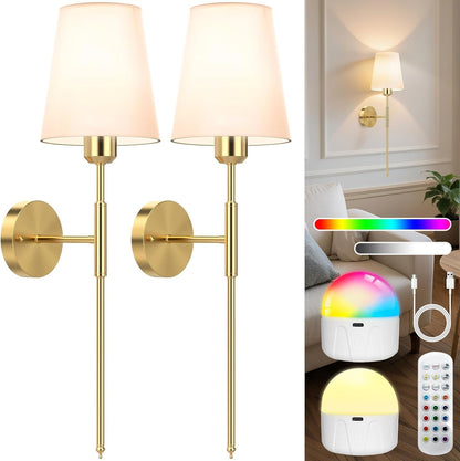 Wireless Battery-Powered Wall Lamps – Remote Control &amp; Multi-Color