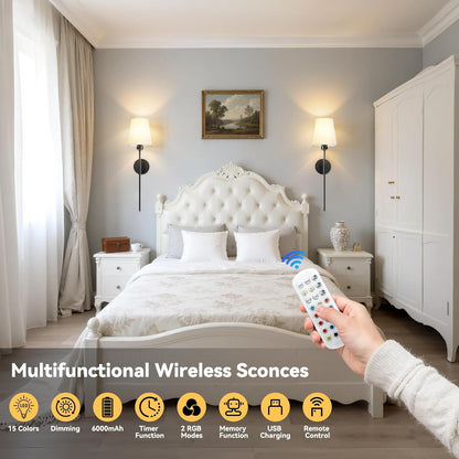 Wireless Battery-Powered Wall Lamps – Remote Control &amp; Multi-Color