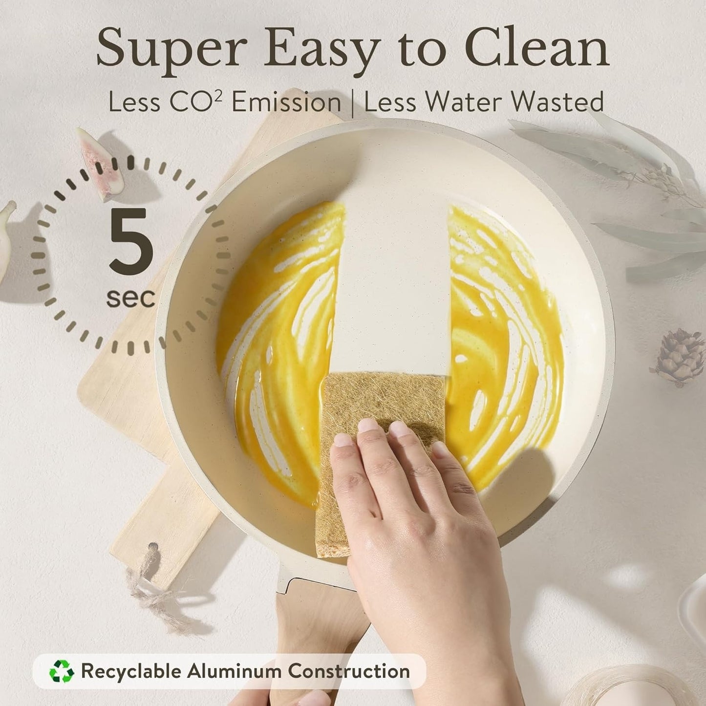 21Pcs Pots and Pans Set, Nonstick Cookware Sets, White Granite Induction Cookware Non Stick Cooking Set w/Frying Pans & Saucepans