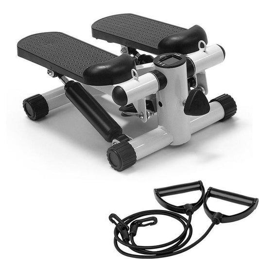 Mini Stair Steppers – Home Exercise Step Machine with Adjustable-Length Resistance Bands, LCD Monitor & Twist Action for Full Body Cardio and Toning