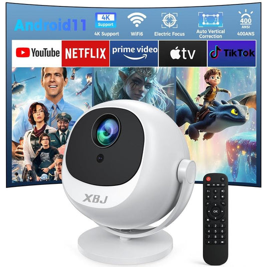 Mini Smart Portable Projector – 360° Rotatable, WiFi &amp; Bluetooth, Android 11