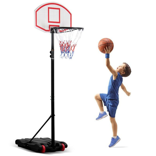 179-209cm Portable Basketball Stand Hoop with Adjustable Height, Wheels, and Backboard
